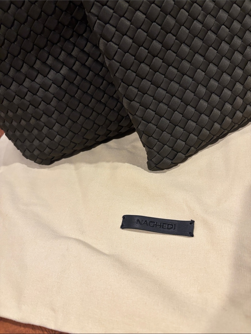 Naghedi Charcoal Woven Tote with Coordinating Pouch - Picture 2 of 10